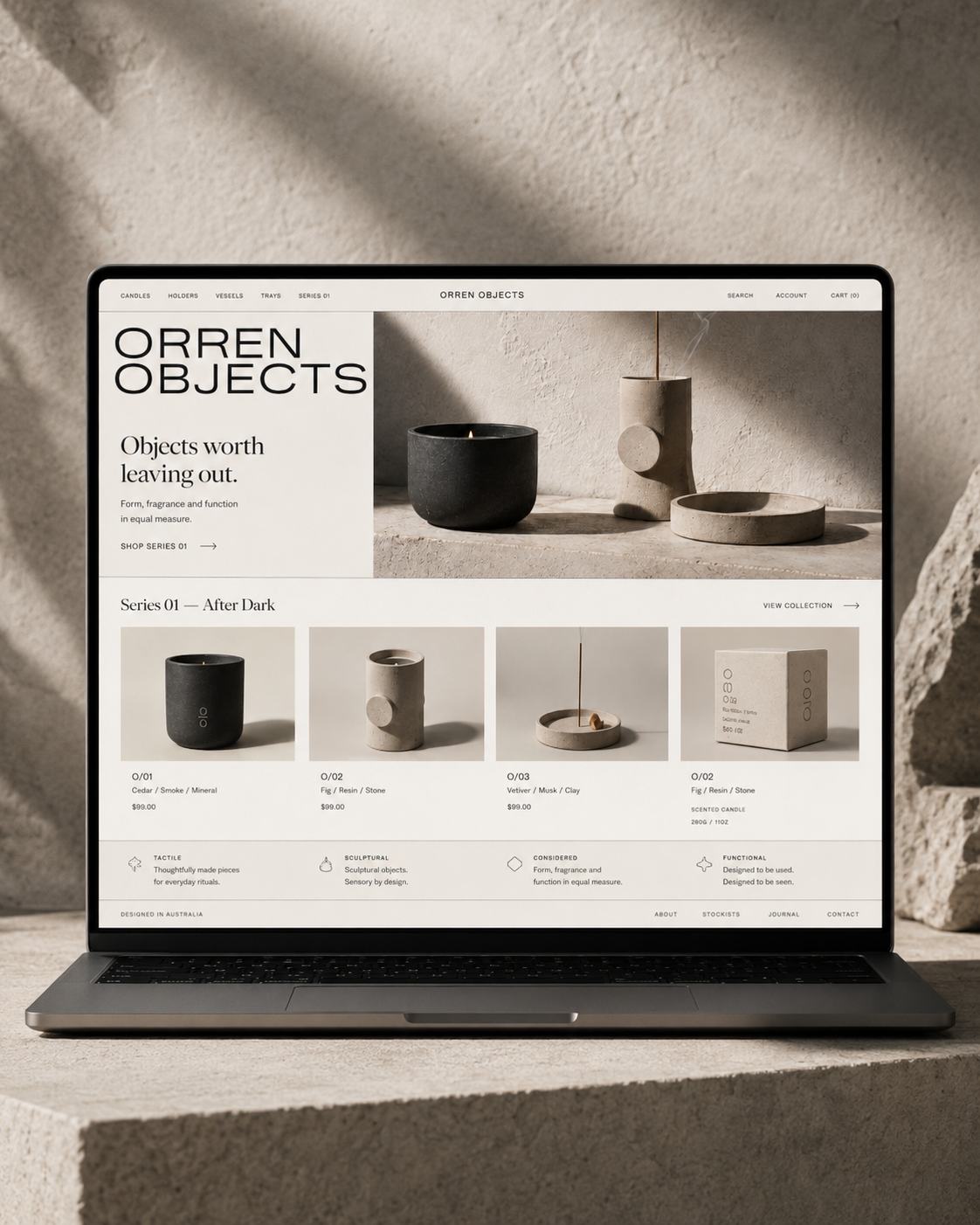 Orren Objects desktop ecommerce concept
